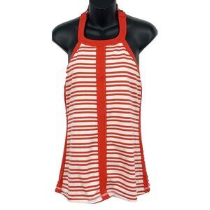 Lululemon Active Halter Size 10 Athleisure Tank Top Women Red White Stripe EUC